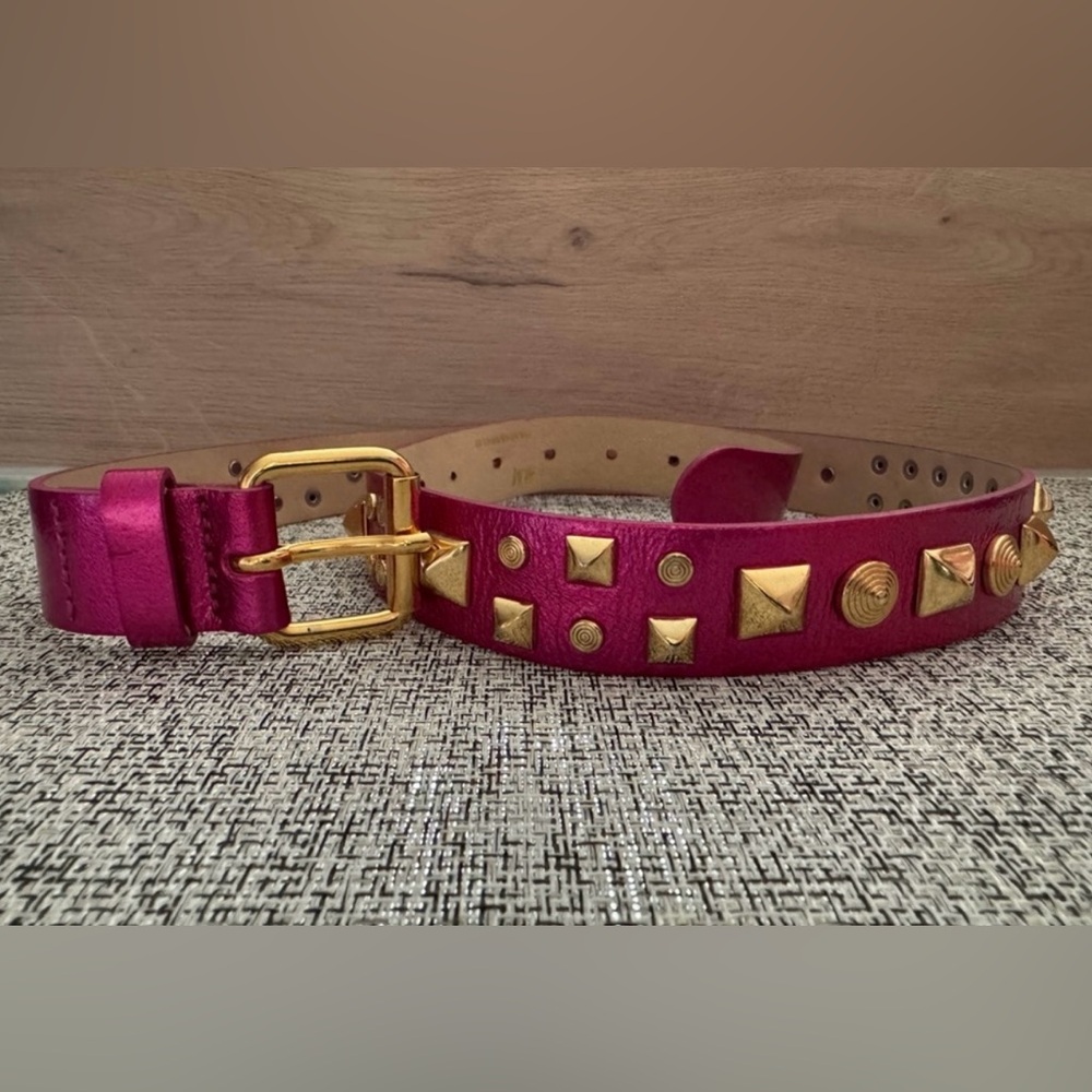 Matthew Williamson x H&M Metallic Fuchsia Leather Belt with Gold Studs